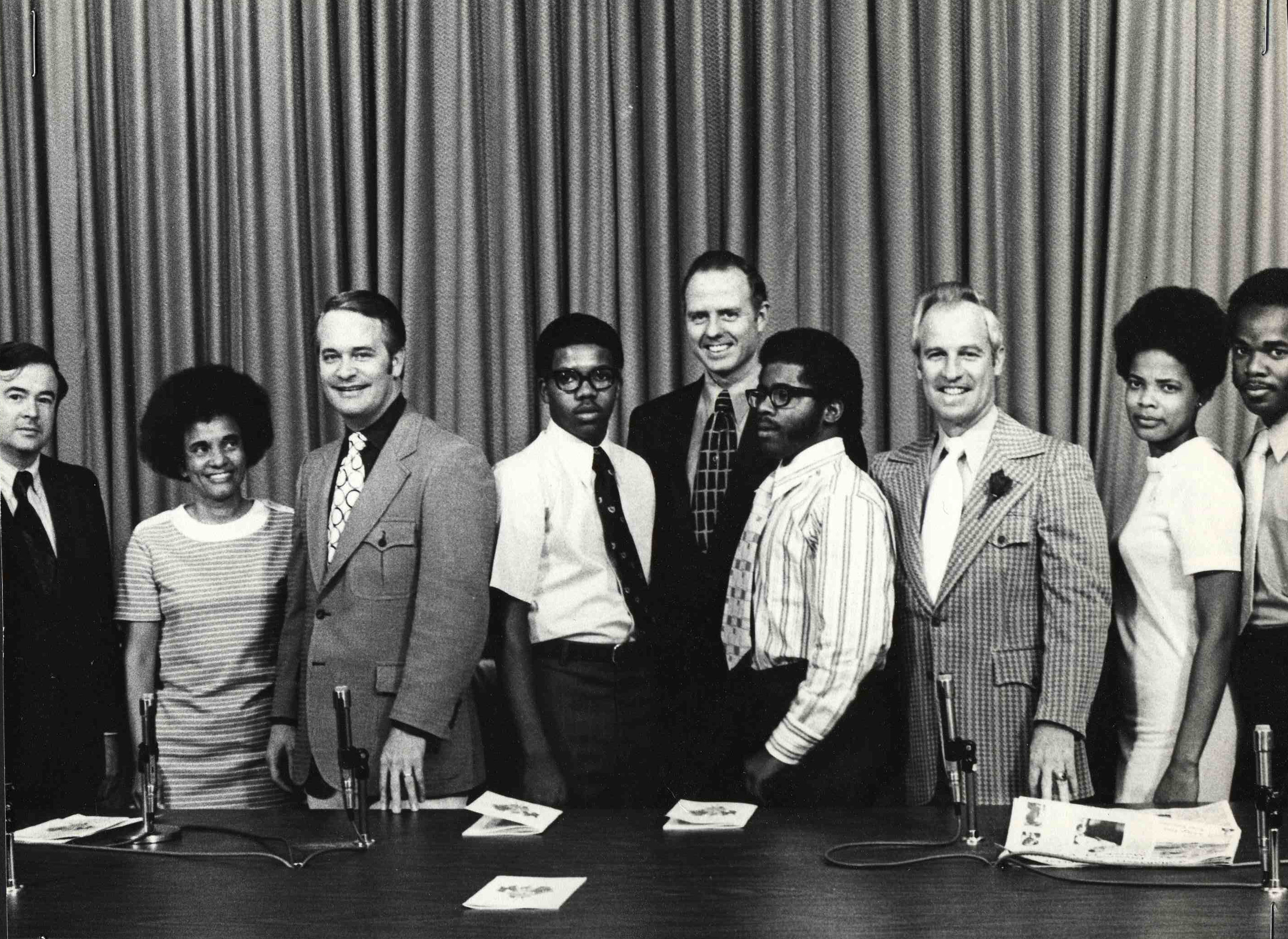 Dr. Mobley with corporate guests and students, 1970s